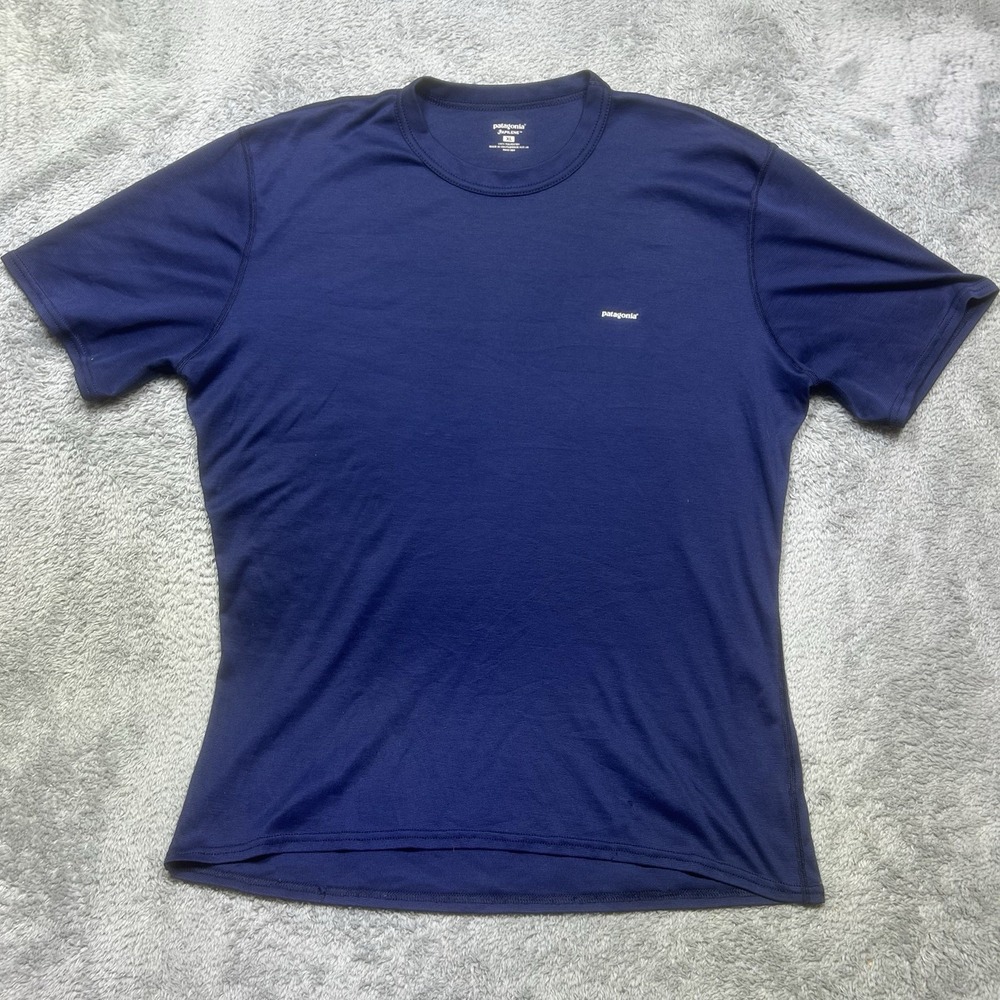 VINTAGE Patagonia Shirt Mens XL Blue Capilene Base‎ Layer Short Sleeve USA Made
